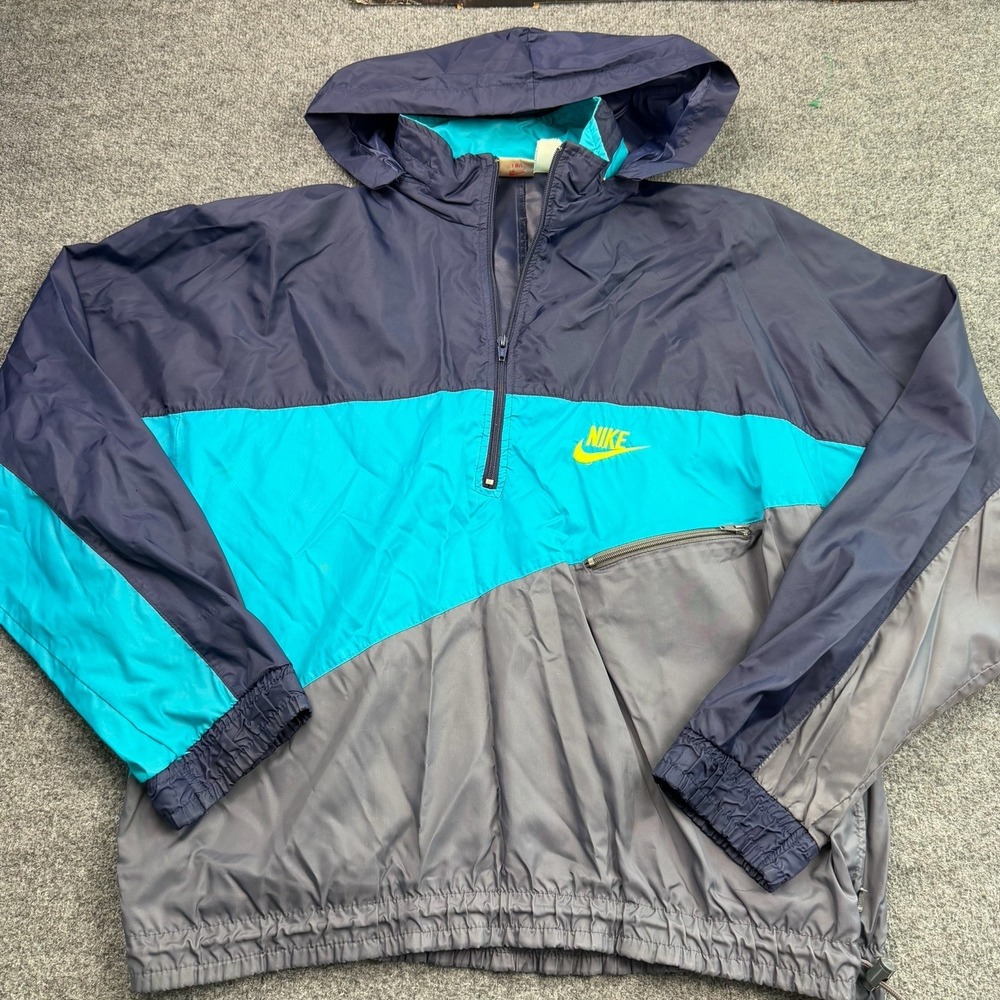 Vintage Gray Tag Nike TWA Men's Windbreaker Track Color Block Jacket Size XL